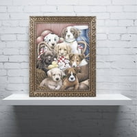 Jenny Newland'dan 'Puppy Pals' Marka Güzel Sanatlar Tuval Sanatı, Altın Süslü Çerçeve