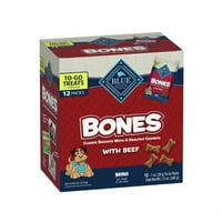 Blue Buffalo Bones Doğal Gevrek Köpek İkramları, Mini Köpek Bisküvileri, Sığır Eti 1 oz Çantalar