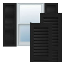 Ekena Millwork 18 W 42 H Gerçek Fit PVC İki eşit Panjur Kepenkleri, Siyah