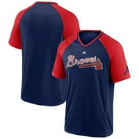 Erkek Majestic Donanma Kırmızı Atlanta Braves Şehir Rep Closer Raglan V Yaka T-Shirt