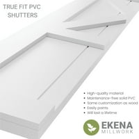 Ekena Millwork 12 W 73 H Gerçek Fit PVC Merkezi X-Board Çiftlik Evi Sabit Montajlı Panjurlar, Termal Yeşil