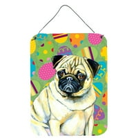 Carolines Hazineleri LH9432DS Pug Paskalya Eggtravaganza Duvar veya Kapı Asılı Baskılar, 12x16, çok renkli