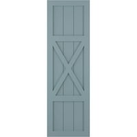 Ekena Millwork 15 W 59 H Gerçek Uyum PVC Merkezi X-Board Çiftlik Evi Sabit Montajlı Panjurlar, Huzurlu Mavi