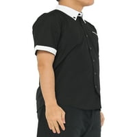 Erkek Kontrast Yaka Kısa Kollu Casual Düğme Aşağı Elbise Gömlek