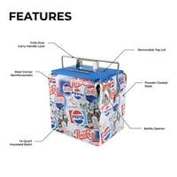Pepsi QT Küçük Taşınabilir Soğutucu, Vintage Tarzı Retro Piknik Soğutucu, Sert Taraflı, Miras Sürümü