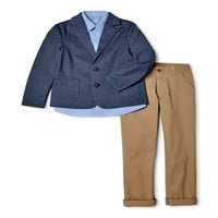 Wonder Nation Erkek 4- & Husky Takım Elbise Seti Örgü Blazer, Düğmeli Gömlek ve Pantolon, 3 Parçalı Kıyafet Seti