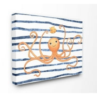 Çocuk Odası tarafından Stupell Ahtapot Okyanus Hayvan Turuncu Mavi Çocuk Kreş Tasarım Tuval Duvar Sanatı tarafından