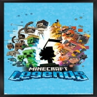 Minecraft: Efsaneler - Mavi Duvar Posteri, 22.375 34 Çerçeveli