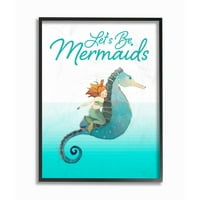 The Kids Room by Stupell Lets Be Mermaids Okyanus Deniz Hayvanı Çocuk Odası Kelime Tasarımı Çerçeveli Duvar Sanatı