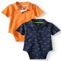 Garanimals Baskı ve Katı Jersey Polo bodysuits, Çok