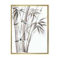 Designart 'Palm Bambu Detay Beyaz III' Geleneksel Çerçeveli Tuval Duvar Sanatı Baskı