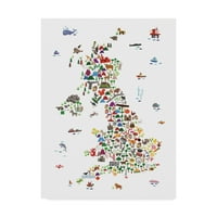 Ticari Marka Güzel Sanatlar 'Çocuklar ve çocuklar için Büyük Britanya ve NI Hayvan Haritası' Michael Tompsett'in