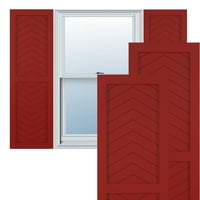 Ekena Millwork 18 W 42 H Gerçek Fit PVC İki Panel Chevron Modern Stil Sabit Montajlı Panjurlar, Ateş Kırmızısı