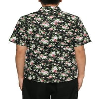 Benzersiz Pazarlık erkek Yaz Kısa Kollu Düğme Çiçek Pamuk havai gömleği