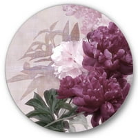 Designart 'Antik Pembe ve Mor Çiçekler I' Geleneksel Daire Metal Duvar Sanatı - 23'lü Disk