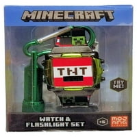Minecraft TNT sarmaşık Eşleşen el feneri ile Unise LCD saat silikon kayış