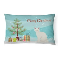 Carolines Hazineleri CK4744PW Afrodit Dev Kedi Merry Christmas Tuval Kumaş Dekoratif Yastık, 12 H x 16 W