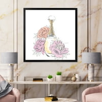 Designart 'Buket Çiçek ve Parfüm Şişesi I' Geleneksel Çerçeveli Sanat Baskısı