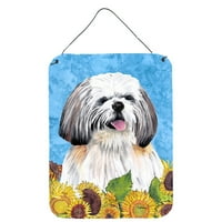 Carolines Hazineleri SC9075DS Shih Tzu Yaz Çiçekler Duvar veya Kapı Asılı Baskılar, 12x16, çok renkli