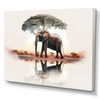 Designart Çift Pozlama İle Bir Elefant Afrika Manzara II Tuval Duvar Sanatı