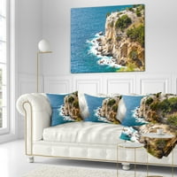 Designart Rocky Cliff Coast Thassos Yunanistan - Deniz Kenarı Kırlent - 16x16