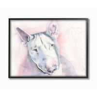 Stupell Industries Beyaz Bullterrier Köpek Pet Hayvan Suluboya Resim Çerçeveli Giclee Tekstüre Sanat George Dyachenko