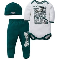 Philadelphia Eagles Erkek Bebek Elbise, Pantolon ve Kap Kıyafet Seti, 3'lü