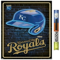 Kansas City Royals - Neon Kask Duvar Posteri, 22.375 34
