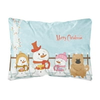 Carolines Hazineleri BB2473PW Merry Christmas Şarkıları Chow Chow Kırmızı Kanvas Kumaş Dekoratif Yastık, 12H X 16W