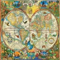 Buffalo Oyunları - Vintage Dünya Haritası - Yapboz