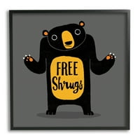 Stupell Industries Ücretsiz Omuz Silkiyor İfade Komik Siyah Ayı İllüstrasyon Çerçeveli Duvar Sanatı, 24, Tasarım