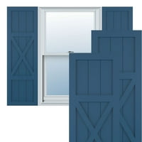 Ekena Millwork 12 W 55 H Gerçek Uyum PVC Merkezi X-Board Çiftlik Evi Sabit Montajlı Panjurlar, Sojourn Blue