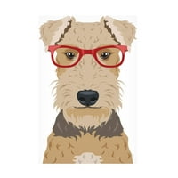 Furbaby İştirakleri 'Yenilikçi Gözlük Takan Airedale Terrier' Tuval Sanatı