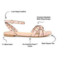Journee Koleksiyonu Bayan Zendaya Tru Konfor Köpük Ayak Bileği Kayışı Düşük Blok Topuk Sandalet