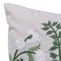 Ürdün Üretim 18 18 Krem, Yeşil ve Beyaz Çiçek Kare Geri Dönüşümlü dekoratif kırlent Nakış Aksanlı