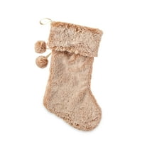 Tatil Zamanı Kahverengi Fau Kürk Noel Çorabı