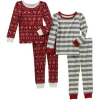 Bebek yürüyor kız pamuk sıkı fit pijama, 4 parça set