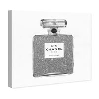 Pist Avenue Moda ve Glam Duvar Sanatı Tuval Baskılar 'Gümüş Klasik Numara 5' Parfümler-Gri, Beyaz