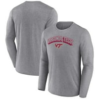 Erkek Heathered Gri Virginia Tech Hokies Gitmek Derin Uzun Kollu T-Shirt