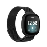 Fitbit Versa ve Fitbit Sense - Size Large için Şık Teknoloji Siyah Paslanmaz Çelik Yedek Bant