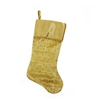 20.5 Dekoratif Metalik Süslemeli Altın Parıltılı Yıldız Baskılı Noel Çorabı