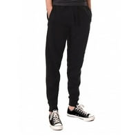 Cam Ev Giyim erkek Sweatpants Jogger w Cepler ve İpli Rahat Aktif Polar Konik Slim Fit, Siyah