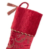 Tatil Zamanı Bordo Kadife Pullu Noel Çorabı, 18