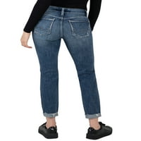 Gümüş Jeans A.Ş. Kadın erkek arkadaşı orta yükselişi ince bacak kot pantolon, bel boyutları 24-34