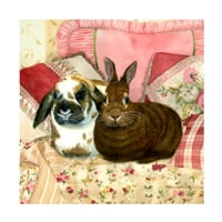 Brenda Harris Tustian 'Pembe Tavşanlar' Tuval Sanatı