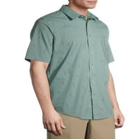 George erkek Kısa Kollu Tropikal Baskı Poplin Gömlek