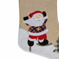 Northlight 19 Bej ve Kırmızı Çuval Bezi Ho Ho Ho Noel Baba Noel Çorabı