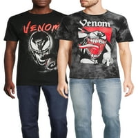 Marvel Erkek ve Büyük Erkek Venom Grafik Tişört, 2'li Paket