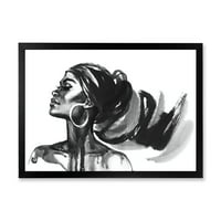 Designart 'Afrikalı Amerikalı Kadının Siyah Beyaz Portresi IV' Modern Çerçeveli Sanat Baskısı