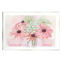 Stupell Industries Narin Pembe Çiçek Çiçekleri Buket Bardak Altlığı Peçete Vazo Grafik Sanatı Çerçevesiz Sanat Baskı
